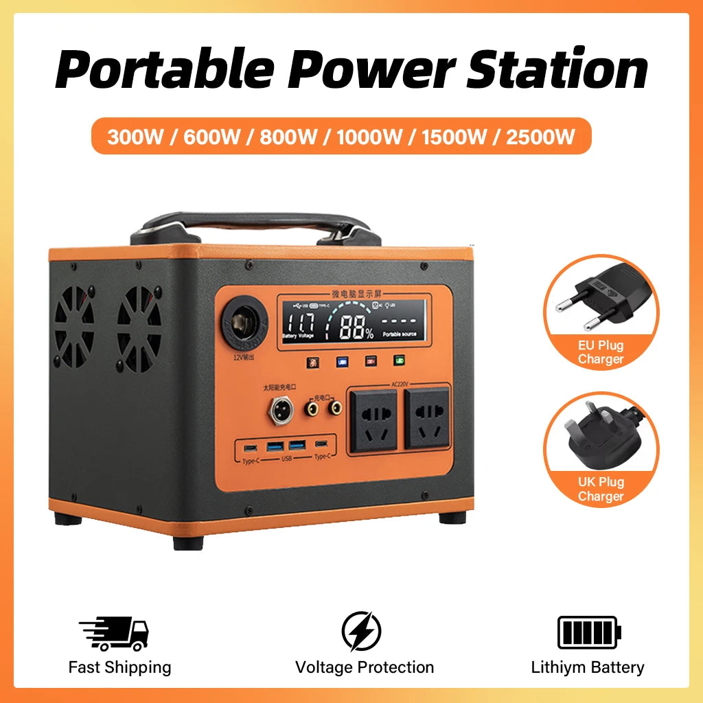 Portable Power Station 300/600/800/1000/1500/2500W Generator Storage Energy Power Bank For Camping Travel RV Home