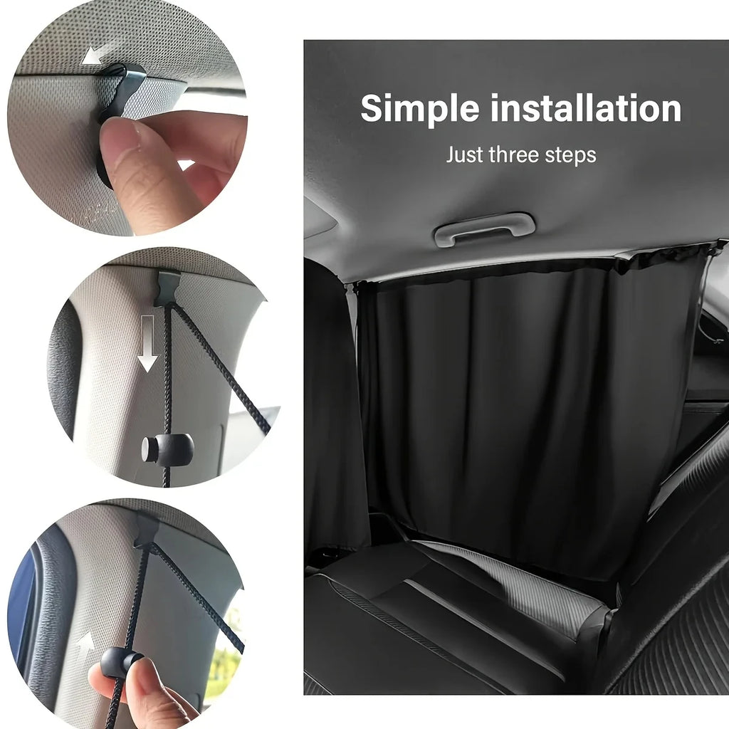 The "Blackout" Car Nap Privacy Set (4-Piece) 4pcs Car Privacy Curtain Set Window Shade Privacy Travel Nap Night Car Camping Detachable Simple Curtain