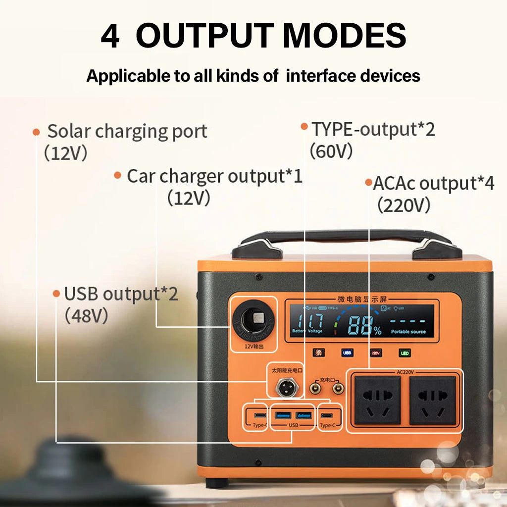 Portable Power Station 300/600/800/1000/1500/2500W Generator Storage Energy Power Bank For Camping Travel RV Home