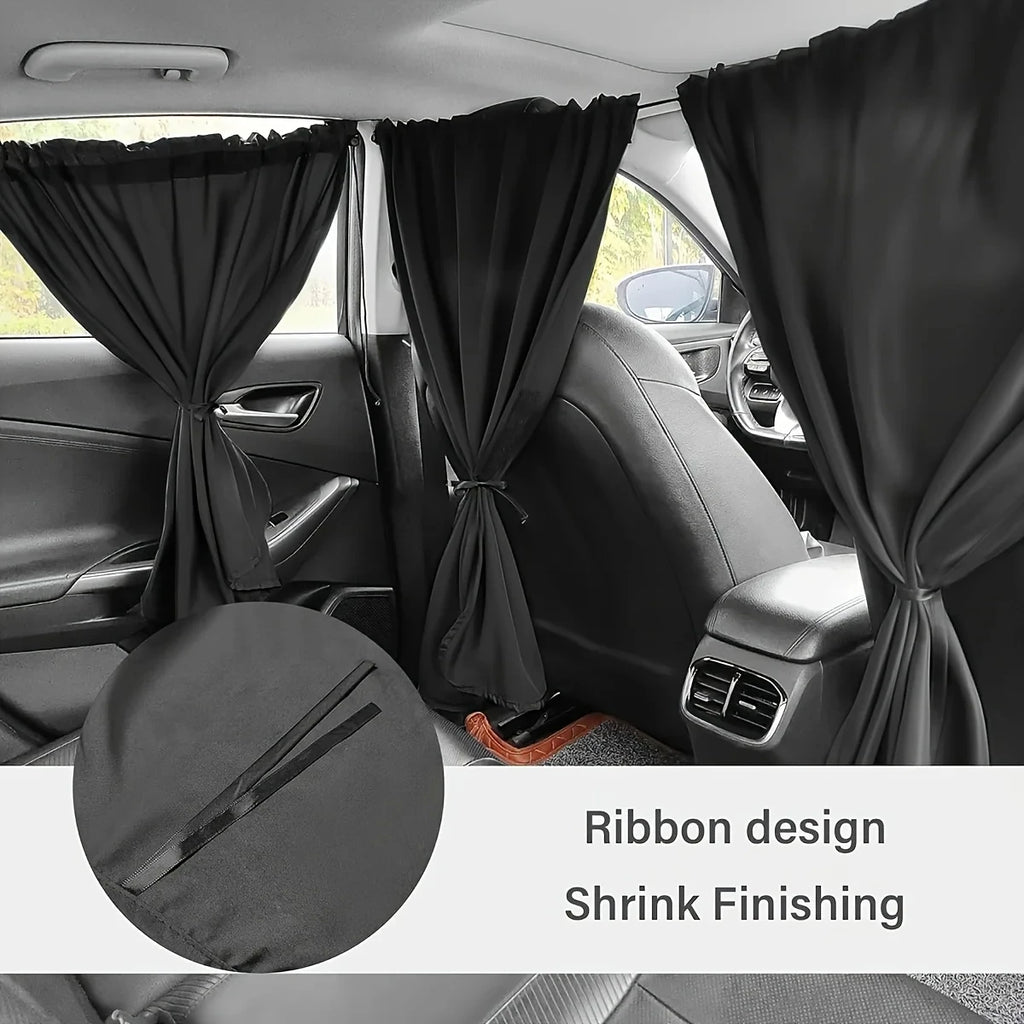 The "Blackout" Car Nap Privacy Set (4-Piece) 4pcs Car Privacy Curtain Set Window Shade Privacy Travel Nap Night Car Camping Detachable Simple Curtain