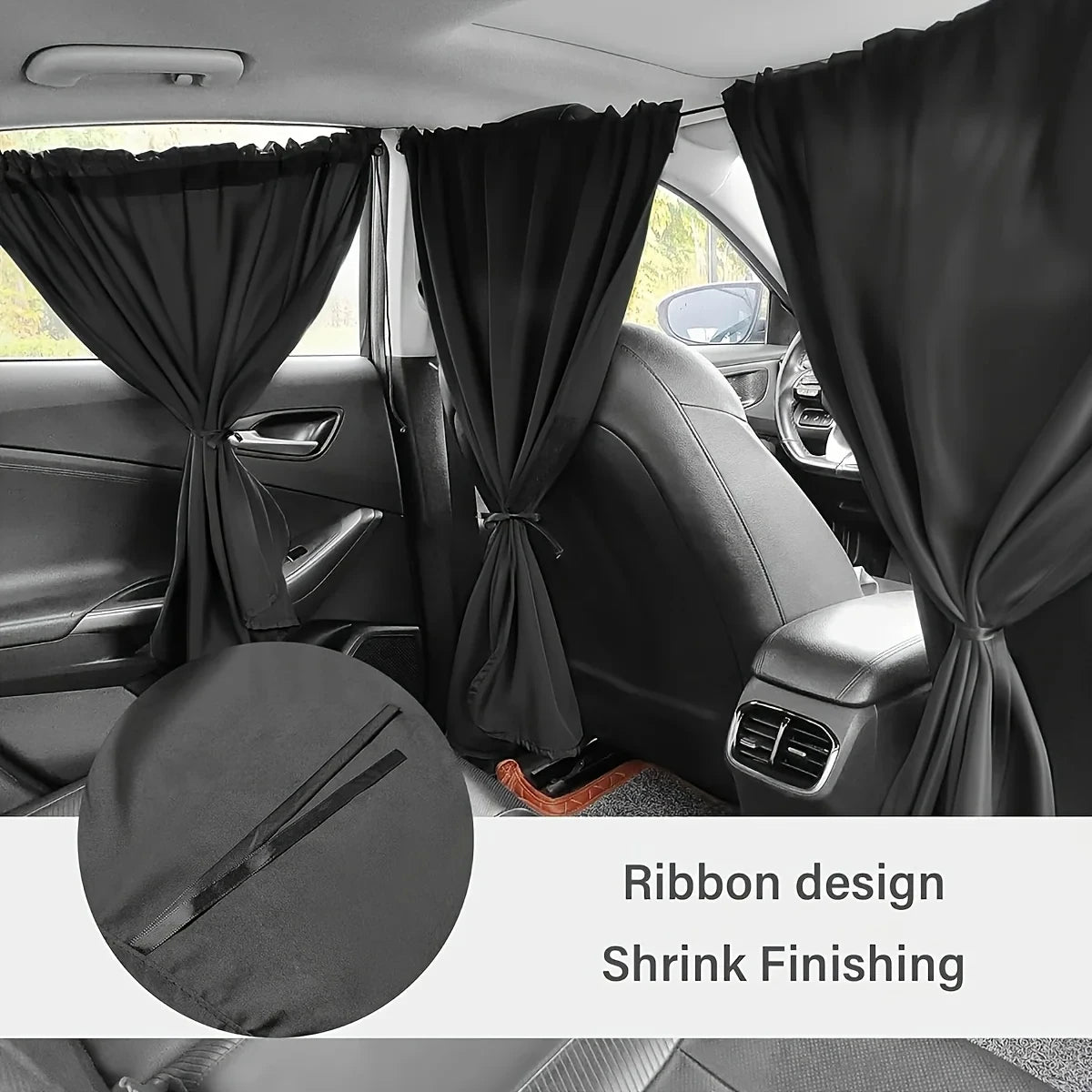 The "Blackout" Car Nap Privacy Set (4-Piece) 4pcs Car Privacy Curtain Set Window Shade Privacy Travel Nap Night Car Camping Detachable Simple Curtain