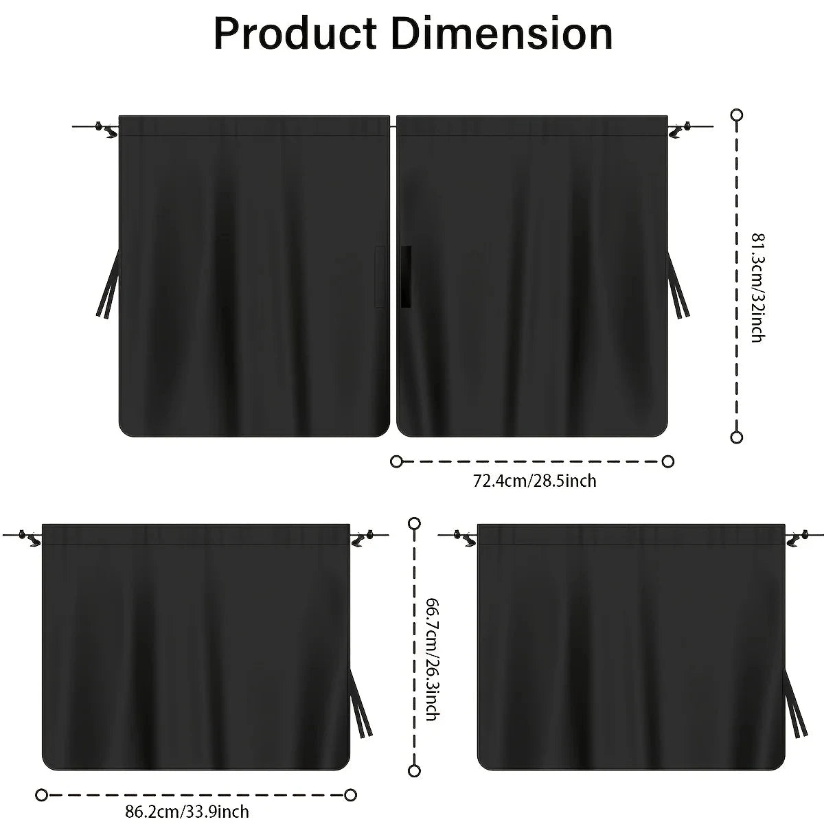 The "Blackout" Car Nap Privacy Set (4-Piece) 4pcs Car Privacy Curtain Set Window Shade Privacy Travel Nap Night Car Camping Detachable Simple Curtain