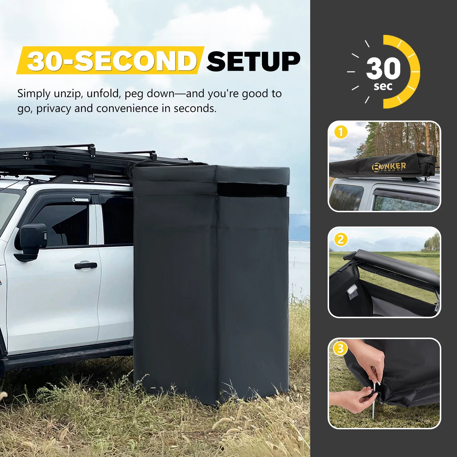 The Overlander Privacy Awning (Vehicle-Mounted Camp Enclosure)