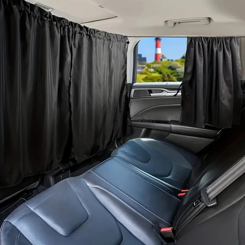 The "Blackout" Car Nap Privacy Set (4-Piece) 4pcs Car Privacy Curtain Set Window Shade Privacy Travel Nap Night Car Camping Detachable Simple Curtain